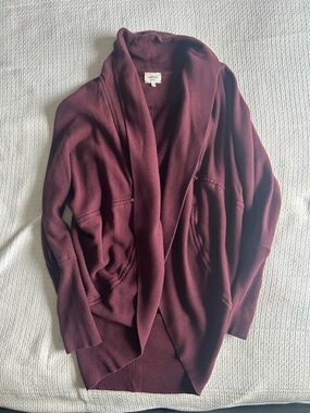 Wilfred Deep Burgundy Shawl-Collar Open Cardigan